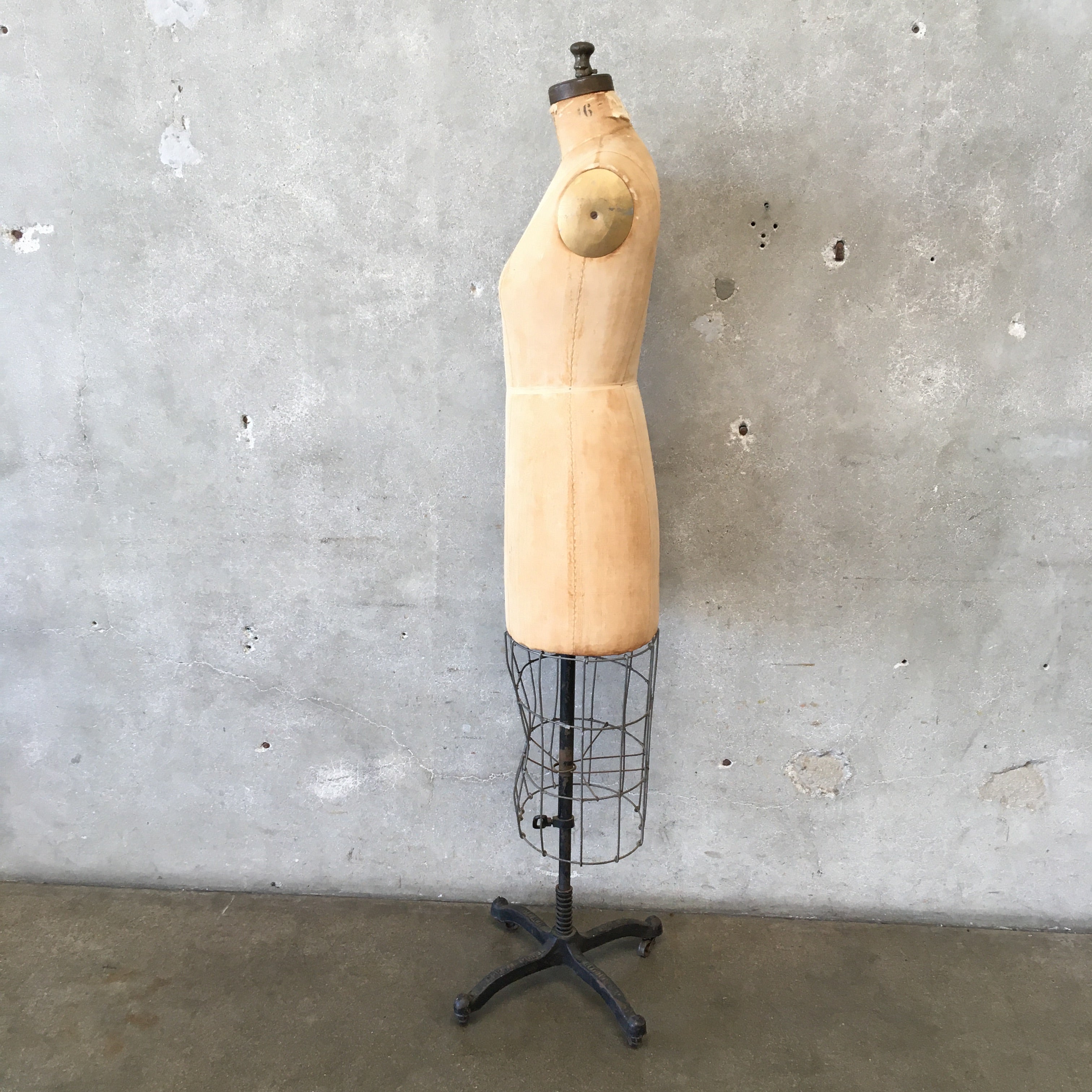 vintage dress form Leather Mannequin Jean-Marc Fray French Antiques Made in USA Vintage Adjustable Dress Form