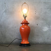 Mid Century Orange Ceramic Three Way Table Lamp