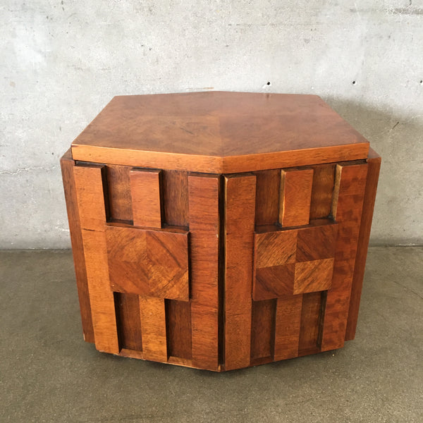 Mid Century Brutalist End Table Cabinet by Lane