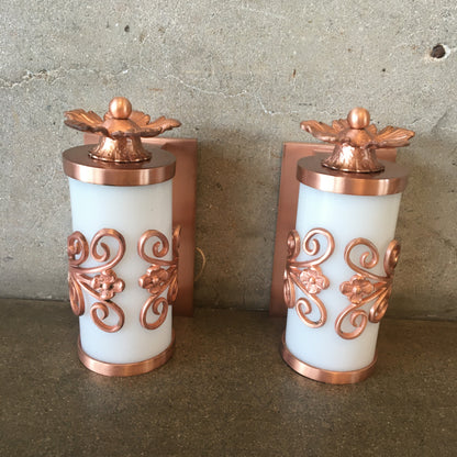 Pair of Vintage Coppper Plated Sconces