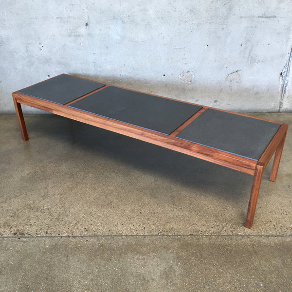 Mid Century Walnut Coffee Table with Stone Top