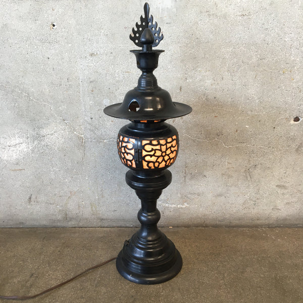 Lantern Style Asian Metal Lamp