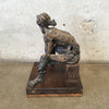 Mid Century Brutalist Ceramic / Wood Sculpture of a Woman by LK 62'