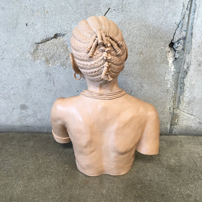 African Tribal Studio Pottery of a "Braided Woman" by C. Nelson