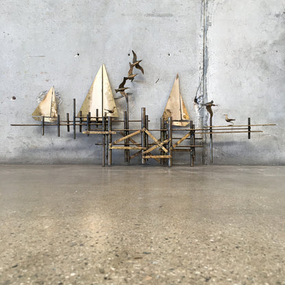 Mid Century Modern Curtis Jere Sailboat Sculpture