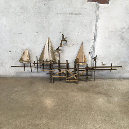 Mid Century Modern Curtis Jere Sailboat Sculpture