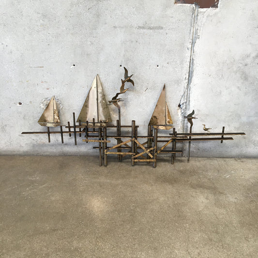 Mid Century Modern Curtis Jere Sailboat Sculpture
