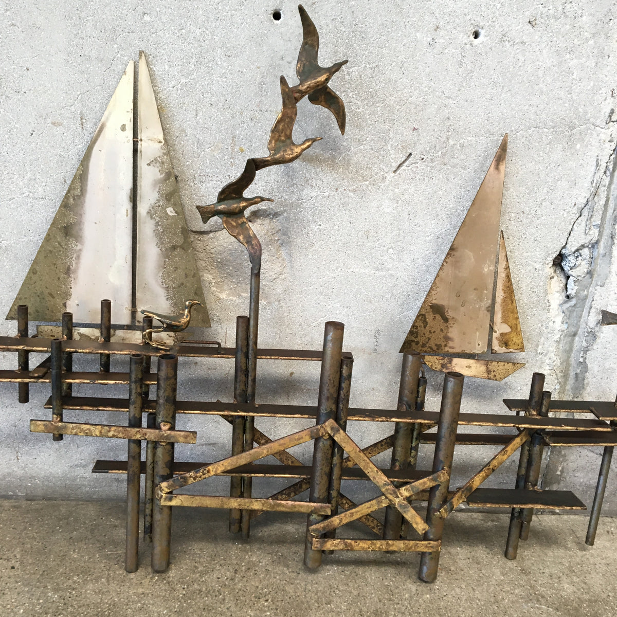 Mid Century Modern Curtis Jere Sailboat Sculpture