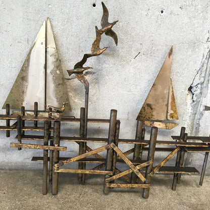 Mid Century Modern Curtis Jere Sailboat Sculpture