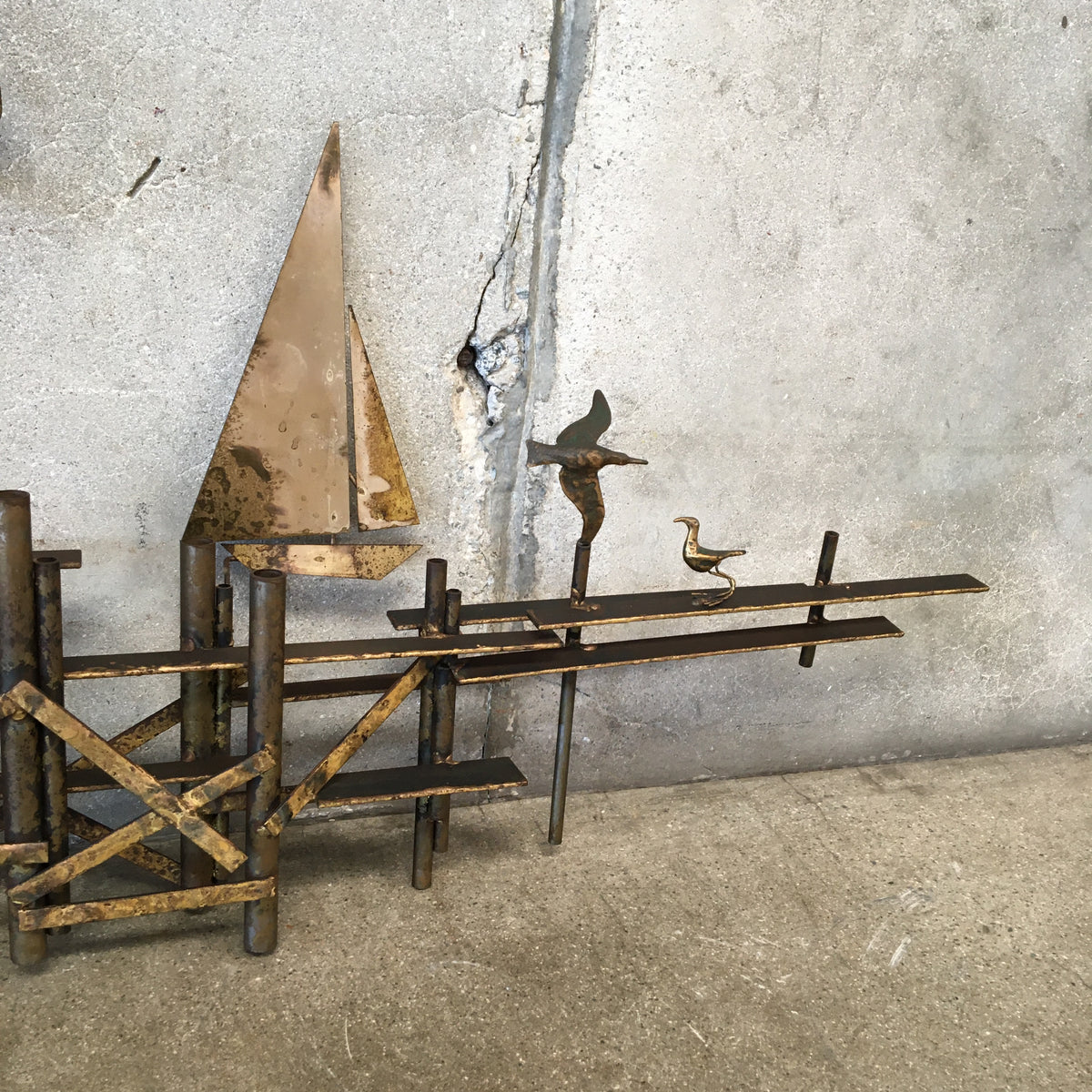 Mid Century Modern Curtis Jere Sailboat Sculpture