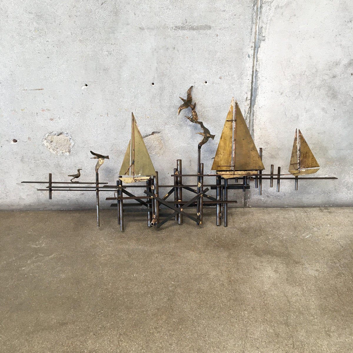 Mid Century Modern Curtis Jere Sailboat Sculpture