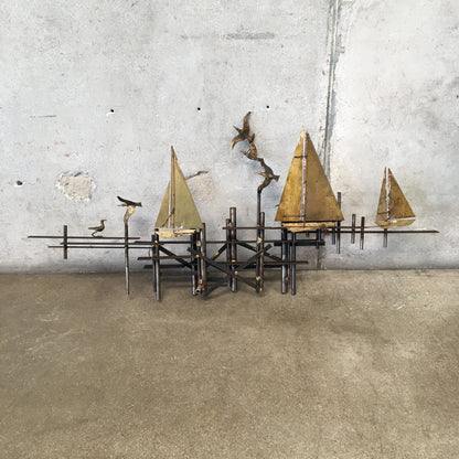 Mid Century Modern Curtis Jere Sailboat Sculpture