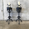 Heavy Wrought Iron Spanish Revival Candle Holders