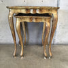 Gold Painted Wooden Nesting Tables - Set Of Two