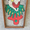 Vintage Framed Pebble Art of a Clown Smiling