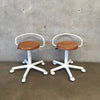 Vintage Metal / Wood Hydraulic Stools