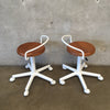 Vintage Metal / Wood Hydraulic Stools