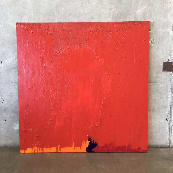 Red Brutalist Post Modern Original Art Painting