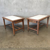 Pair Of White Laminate / Wood Side Tables