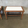 Pair Of White Laminate / Wood Side Tables