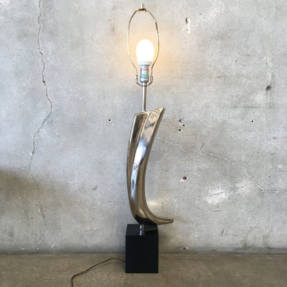 Mid Century Modern Chrome / Black Sculptural Form Laurel Lamp