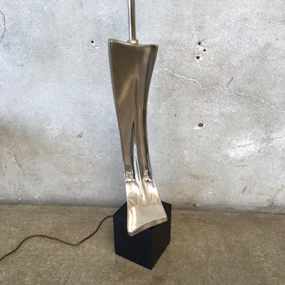 Mid Century Modern Chrome / Black Sculptural Form Laurel Lamp