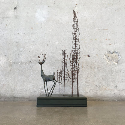 Vintage Curtis Jere Forest Scene Sculpture