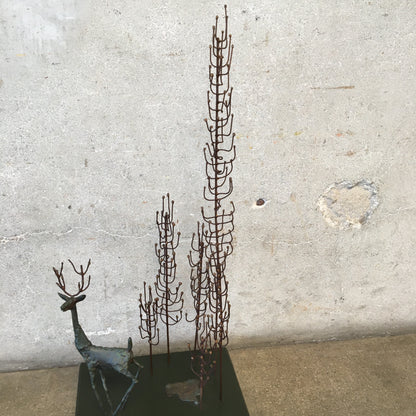 Vintage Curtis Jere Forest Scene Sculpture