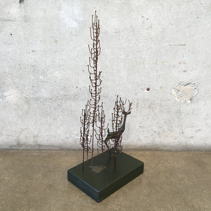 Vintage Curtis Jere Forest Scene Sculpture