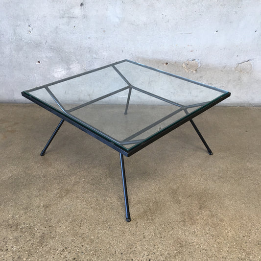 Vintage Square Pacific Iron Coffee Table / End Table by Milo Baughman