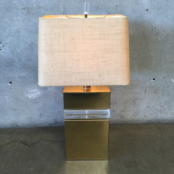Brass & Acrylic Table Lamp with Shade