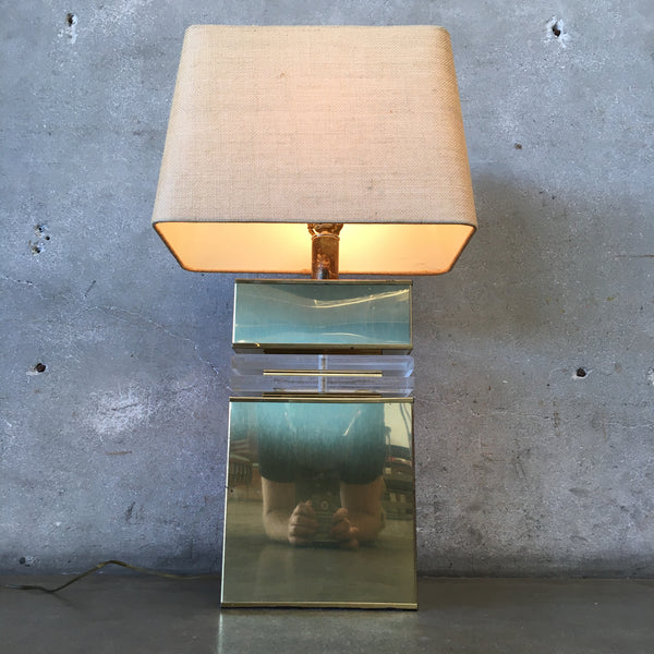 Brass & Acrylic Table Lamp with Shade