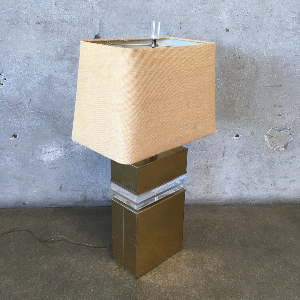 Brass & Acrylic Table Lamp with Shade
