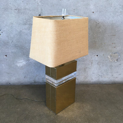 Brass & Acrylic Table Lamp with Shade