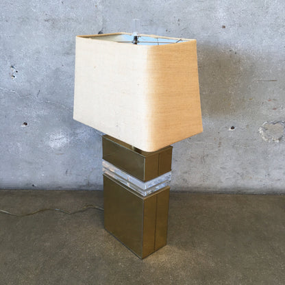 Brass & Acrylic Table Lamp with Shade