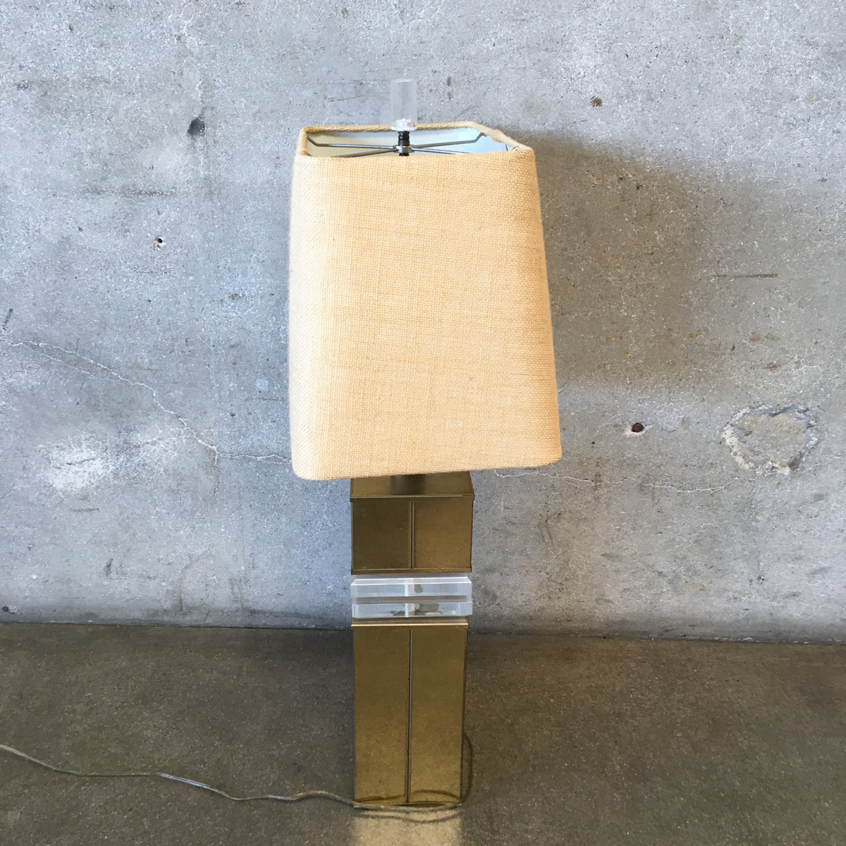 Brass & Acrylic Table Lamp with Shade