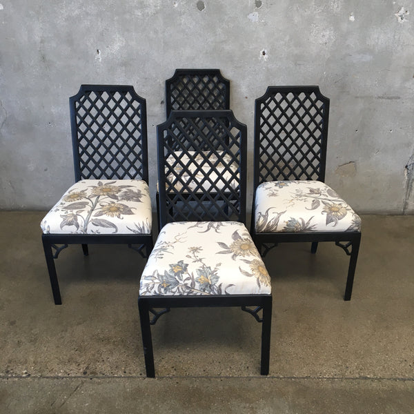 Set of Four Indoor - Outdoor Antique Chippendale Garden Dining Chairs