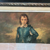 Original Framed Art Modernist Painting on Vintage Blue Boy Print