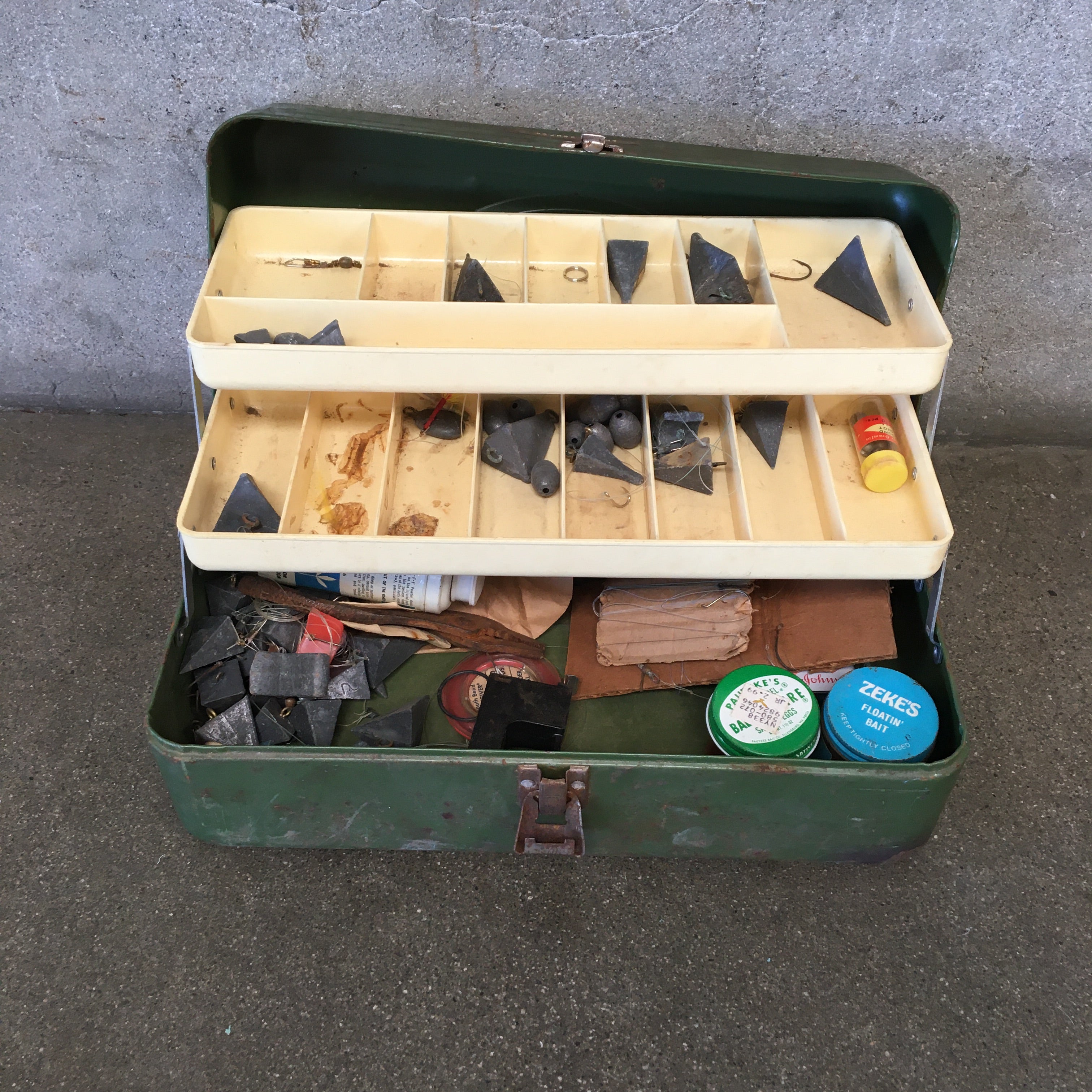 Vintage Tackle Box With Fishing Accessories