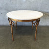 Vintage Round Bamboo Motif Table with Metal Base / Marble Top