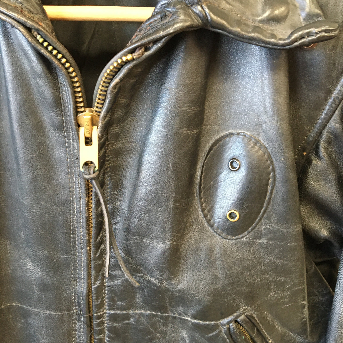 Vintage Leather Motorcycle Police Jacket w/ Talon & Serval Zippers
