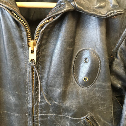 Vintage Leather Motorcycle Police Jacket w/ Talon & Serval Zippers