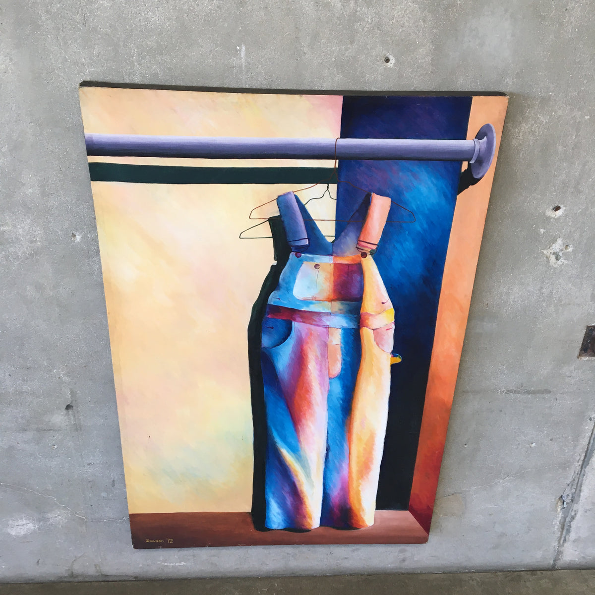Large Vintage Painting w/ Overalls