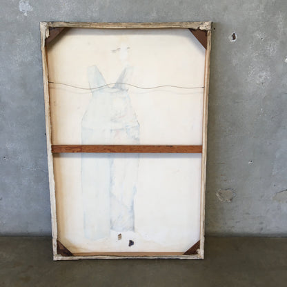 Large Vintage Painting w/ Overalls