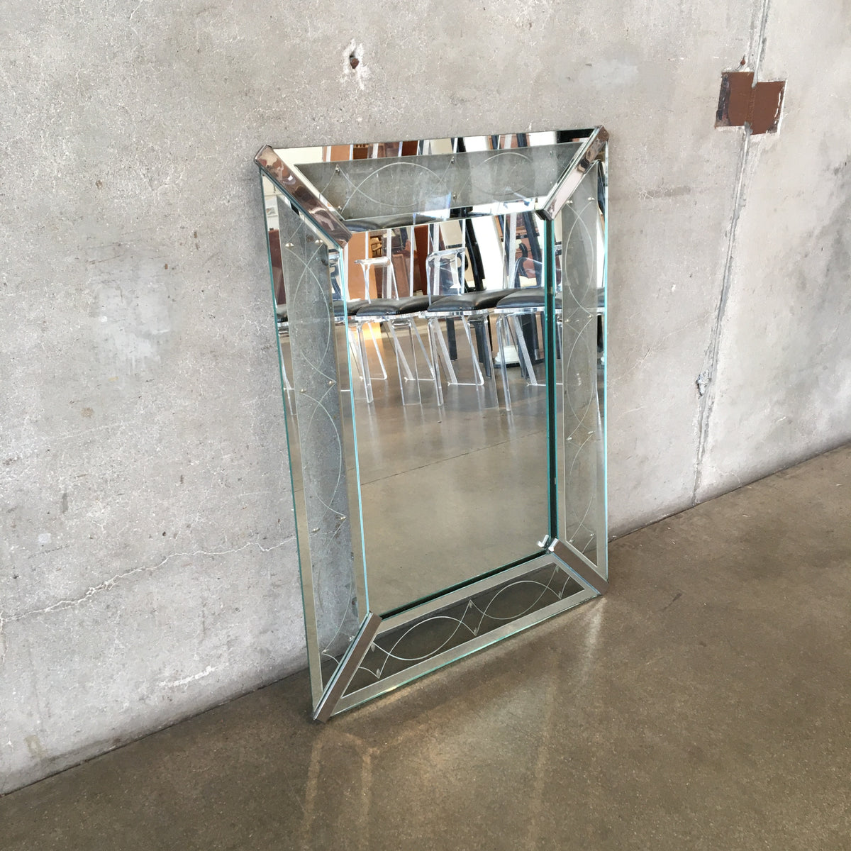 1950's Wall Mirror w/ Etched Frame