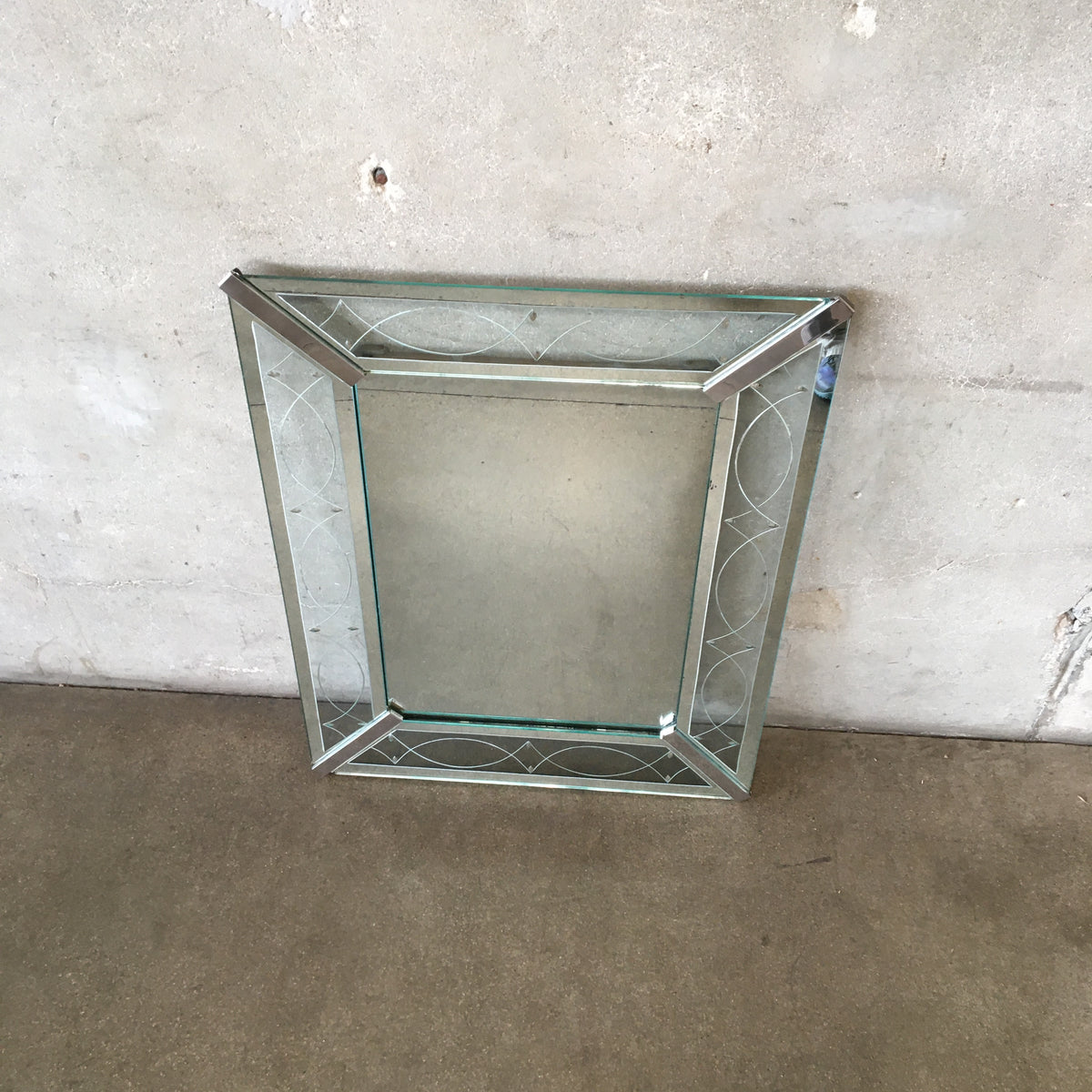 1950's Wall Mirror w/ Etched Frame
