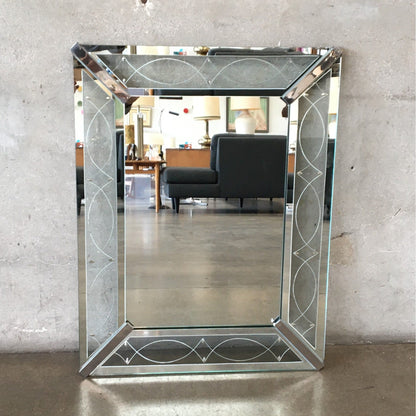 1950's Wall Mirror w/ Etched Frame