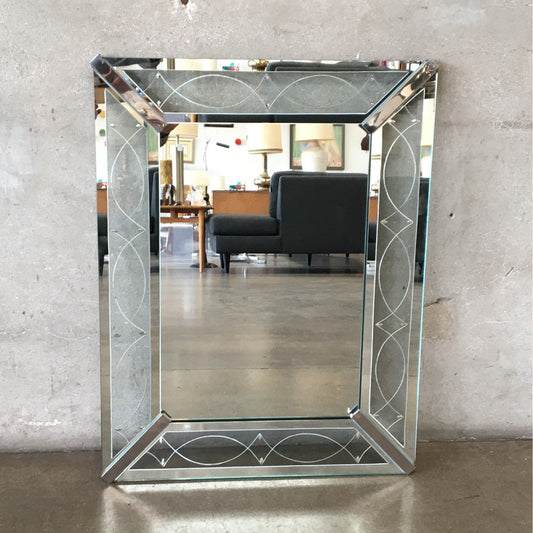1950's Wall Mirror w/ Etched Frame