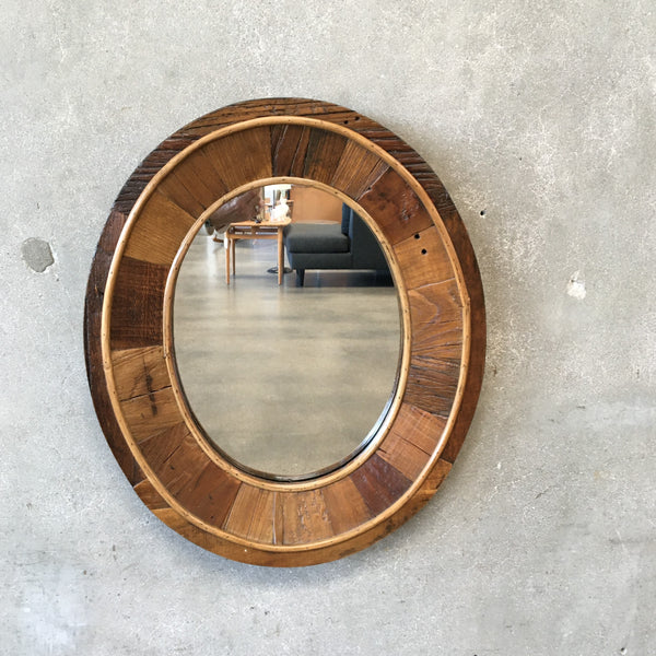 Vintage Oval Wood Mirror by Palacek