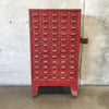 Vintage Red Industrial Cabinet w/ Sliding Drawers And Wheels
